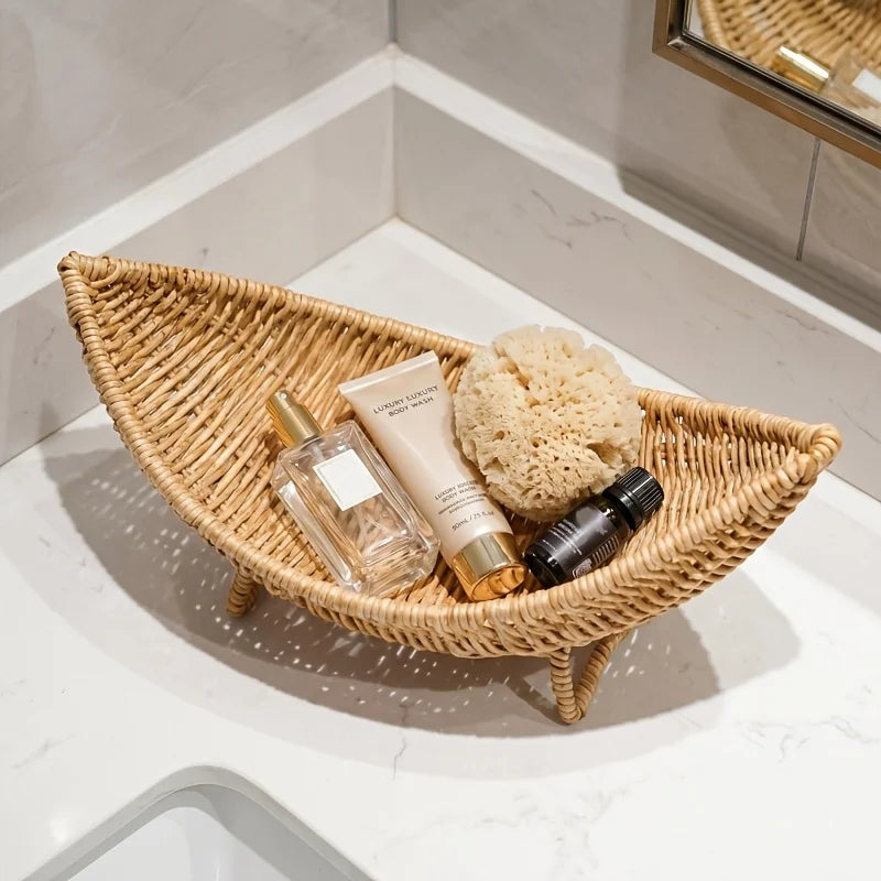 Nordic Woven Plastic Storage Basket for Tabletop Decor