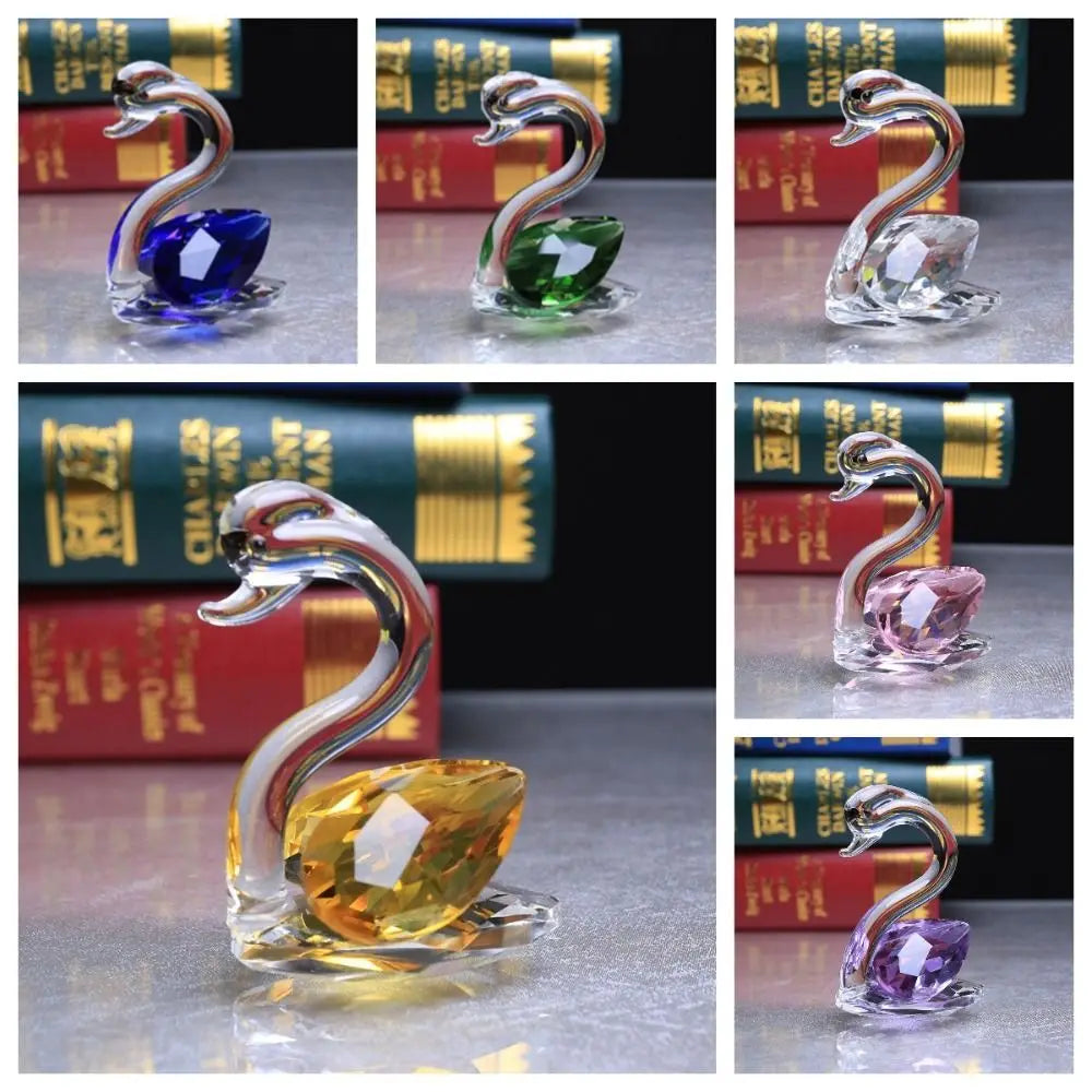 Modern Resin Crystal Swan Sculpture Tabletop Ornament for Home Decor