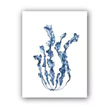 Coastal Blue Coral Watercolor Canvas Painting Poster for Home Decor