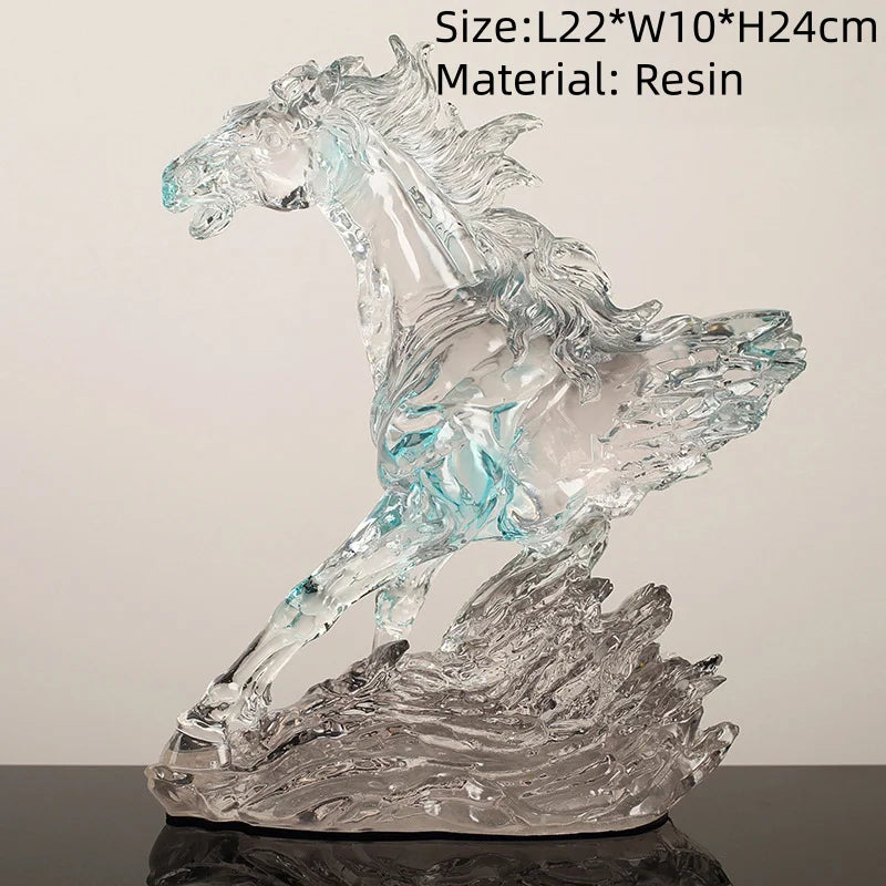 Modern Transparent Gold Foil Elk Sculpture Tabletop Figurine for Home Decor