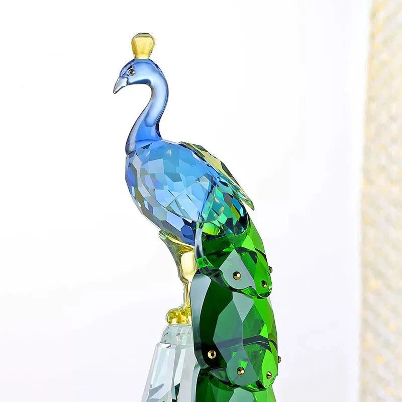 Modern Crystal Peacock Sculpture Tabletop Figurine for Home Decor