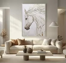 Minimalist White Horse Canvas Painting Poster for Home Decor