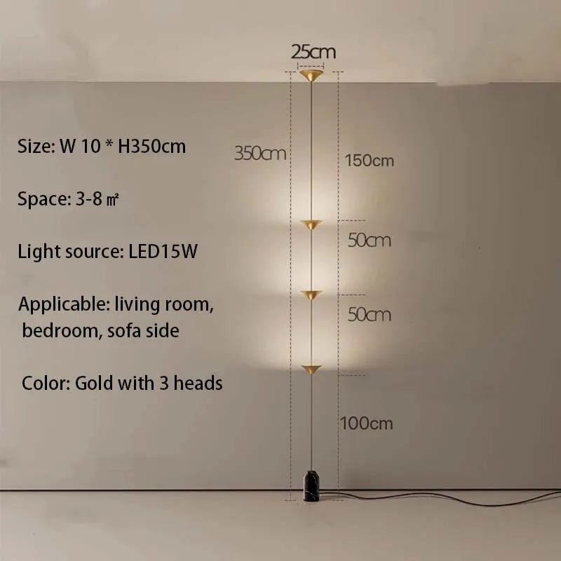 Modern LED Cone Floor Lamp Pendant Light Living Room Bedroom Bedside Sofa Side Ambient Hanging Line Light