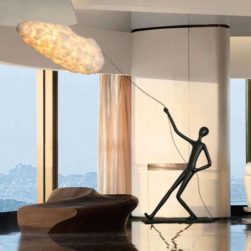 Modern Resin Cloud Art LED Floor Lamp for Villa Lobby Exhibition Hall