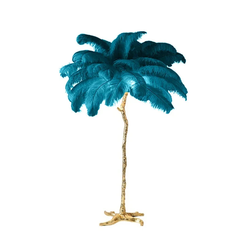 Modern Ostrich Feather LED Floor Lamp Resin Base Living Room Bedroom