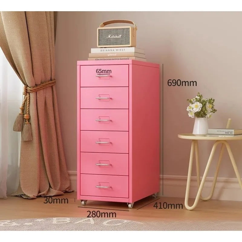 Narrow Metal Drawer Storage Cabinet Bedside Table with Silent Slides
