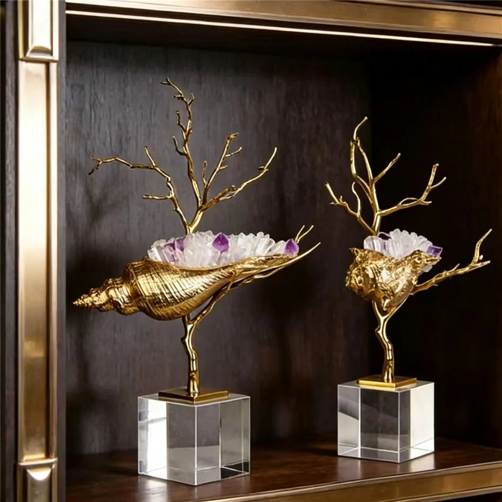 Modern Luxury Crystal Conch Tabletop Ornament for Home Decor