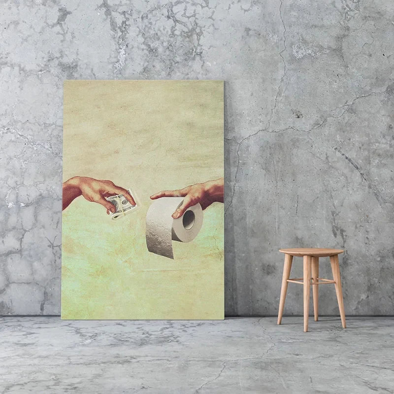 Retro Funny Toilet Paper Canvas Painting Poster for Home Decor