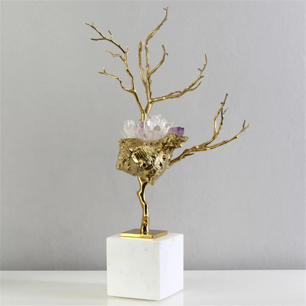 Modern Luxury Crystal Conch Desktop Ornament for Living Room Decor