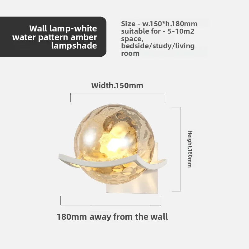 Modern Glass Ball LED Moon Wall Lamp Gold Decoration Light for Bedroom Bedside Hotel Porch