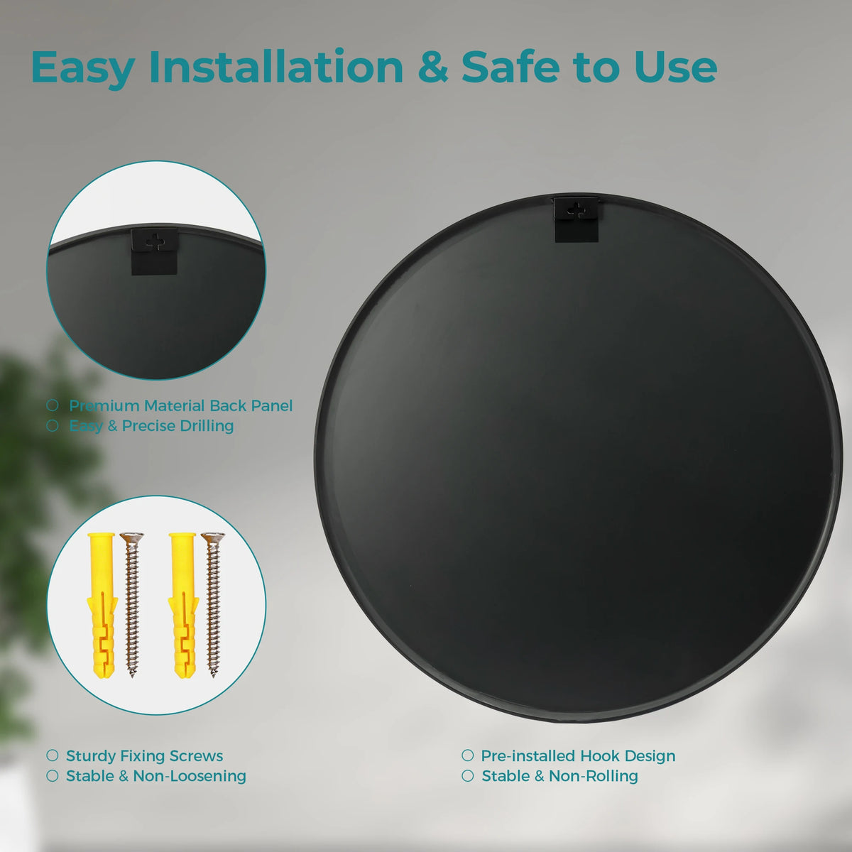 Modern Round Wall Hanging Mirror for Home Decor