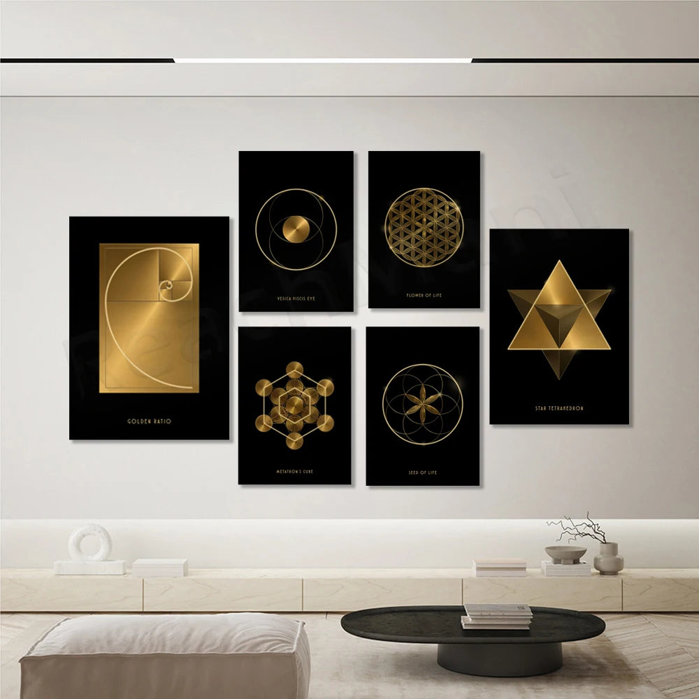 Sacred Geometry Golden Ratio Canvas Painting Poster for Home Decor