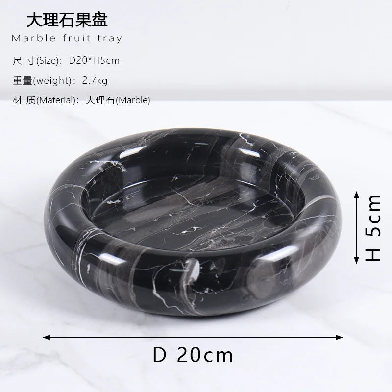 Creative Round Marble Fruit Plate Tabletop Ornament for Home Decor