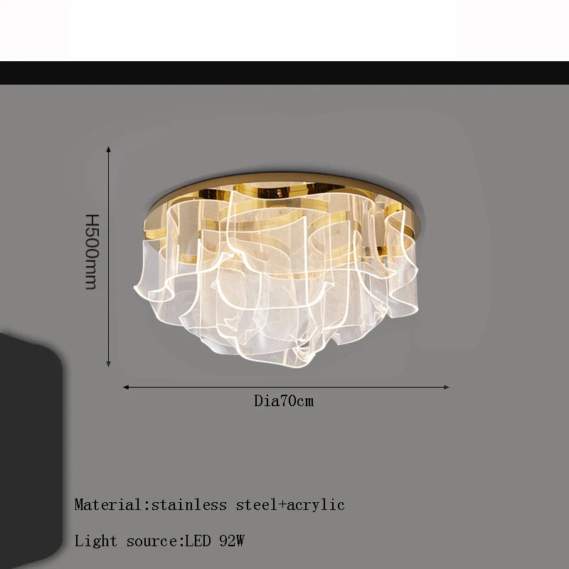Postmodern Gold LED Ceiling Lamp for Living Room Home Decor