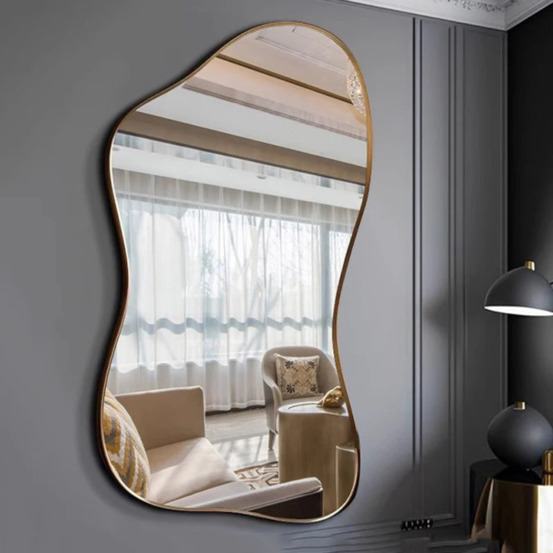 Modern Luxury Irregular Full Body Standing Floor Mirror for Living Room