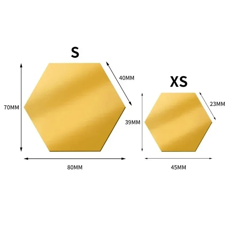 Modern Hexagon Acrylic Adhesive Wall Sticker Mirror for Home Decor
