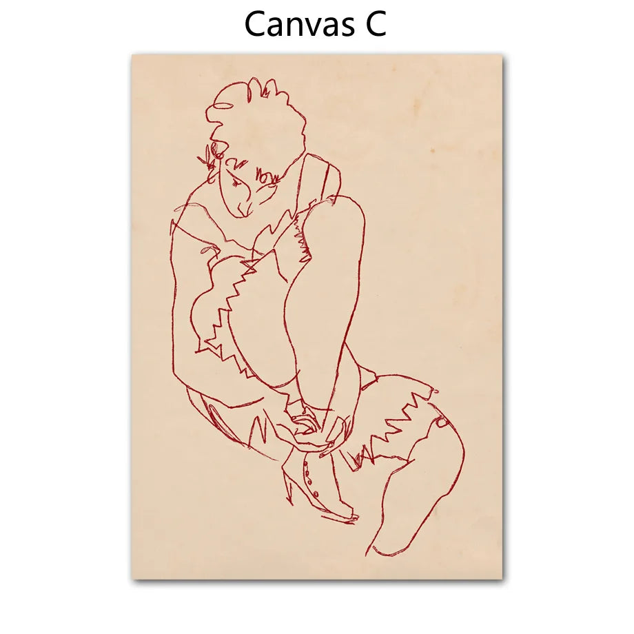 Nordic Abstract Geometric Line Canvas Wall Art Print for Living Room
