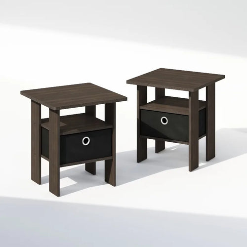 44cm Modern Bedside Table Set of 2 with Bin Drawer Nightstand