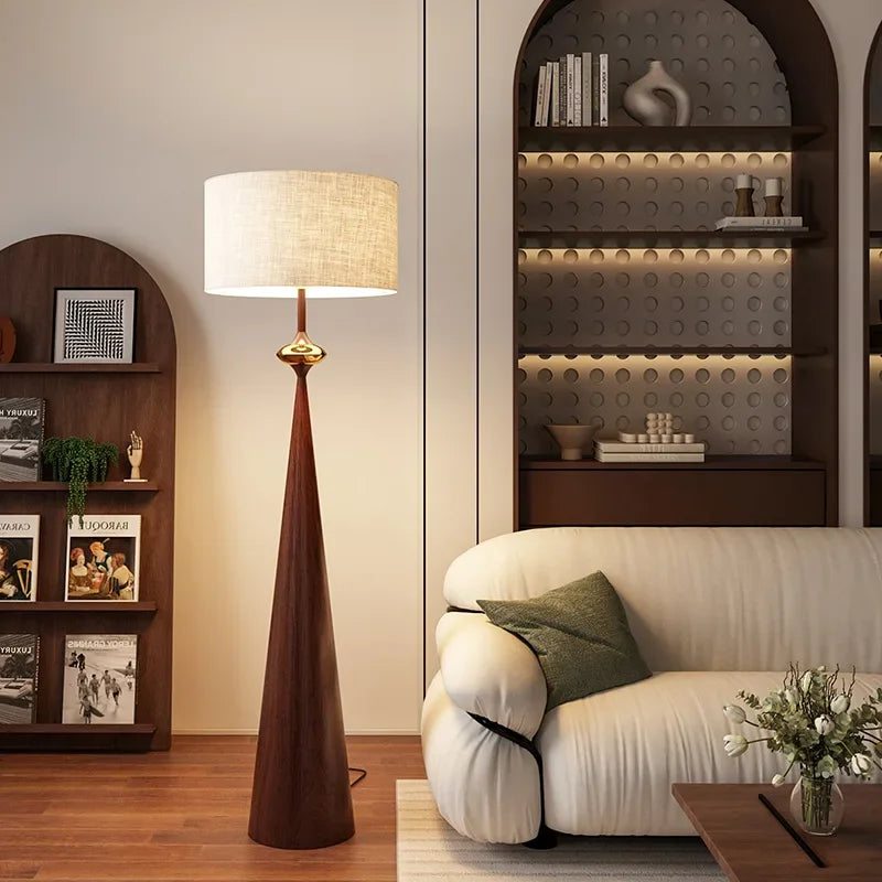 Zen Wabi Sabi Floor Lamp with Fabric Shade for Living Room Bedroom