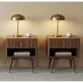 61cm Nightstand Set of 2 with Drawer Charging Station Open Shelf