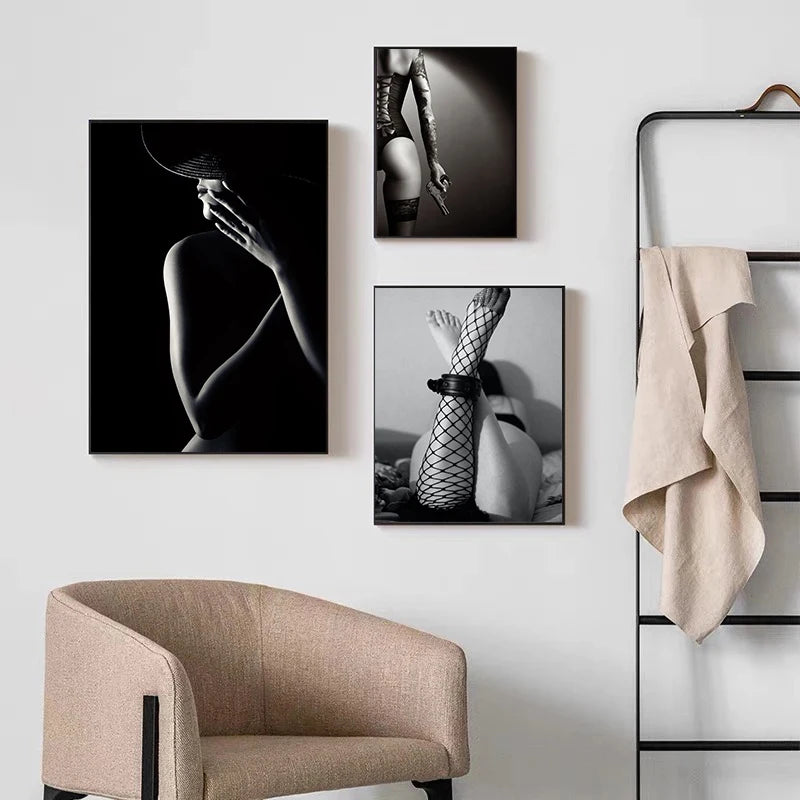 Nordic Sexy Female Model Canvas Painting Poster for Home Decor