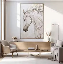 Minimalist White Horse Canvas Painting Poster for Home Decor