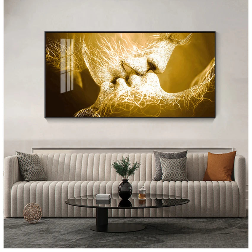 Modern Abstract Kiss Canvas Wall Art Print for Living Room