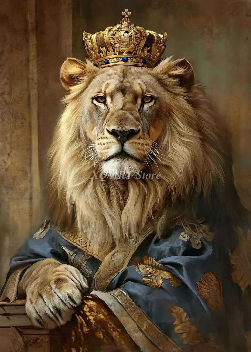 Vintage Victorian Renaissance Animal Portrait Canvas Wall Art Painting for Living Room