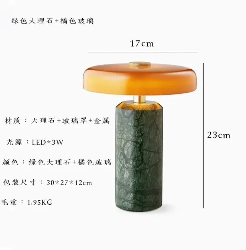 Rechargeable Marble Desk Lamp with Touch Control for Bedroom Study Living Room