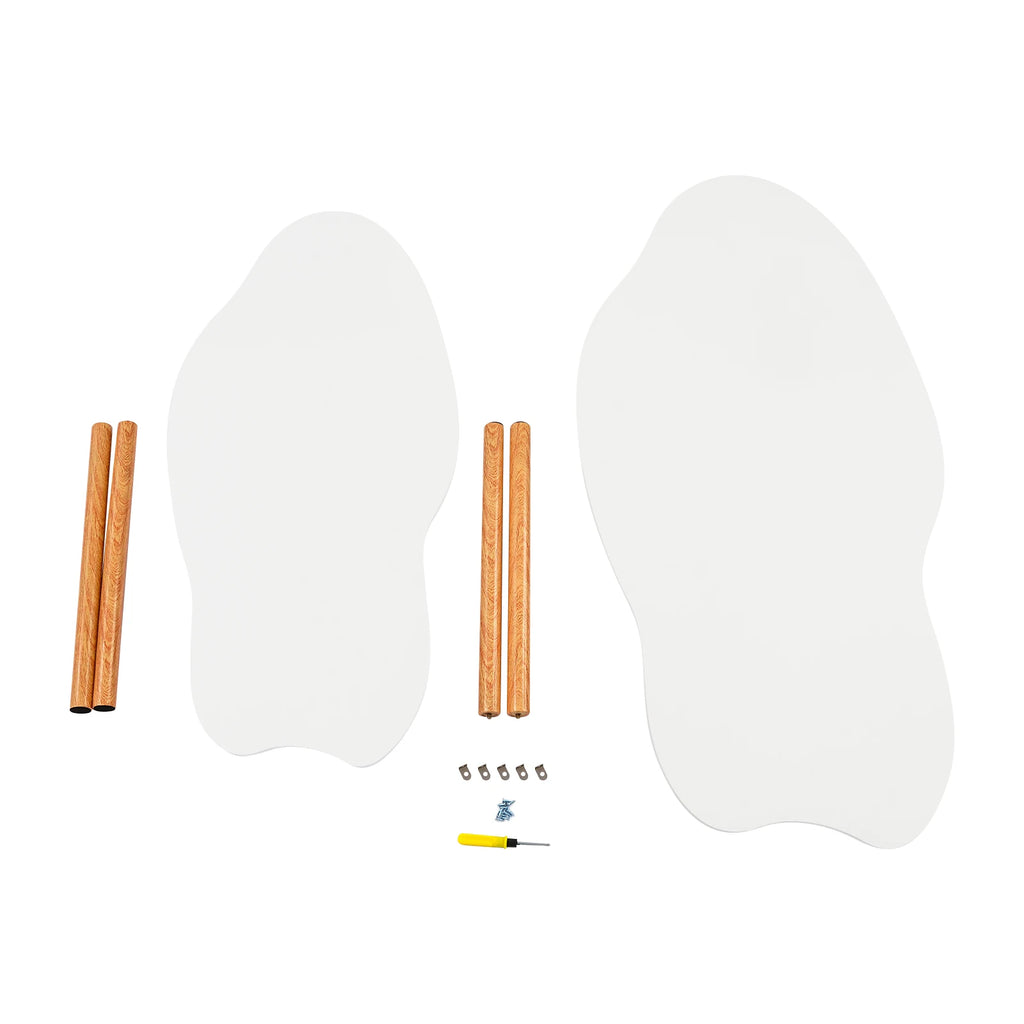 2-Tier Modern Cloud-Shaped Coffee Table with Bottom Shelf White