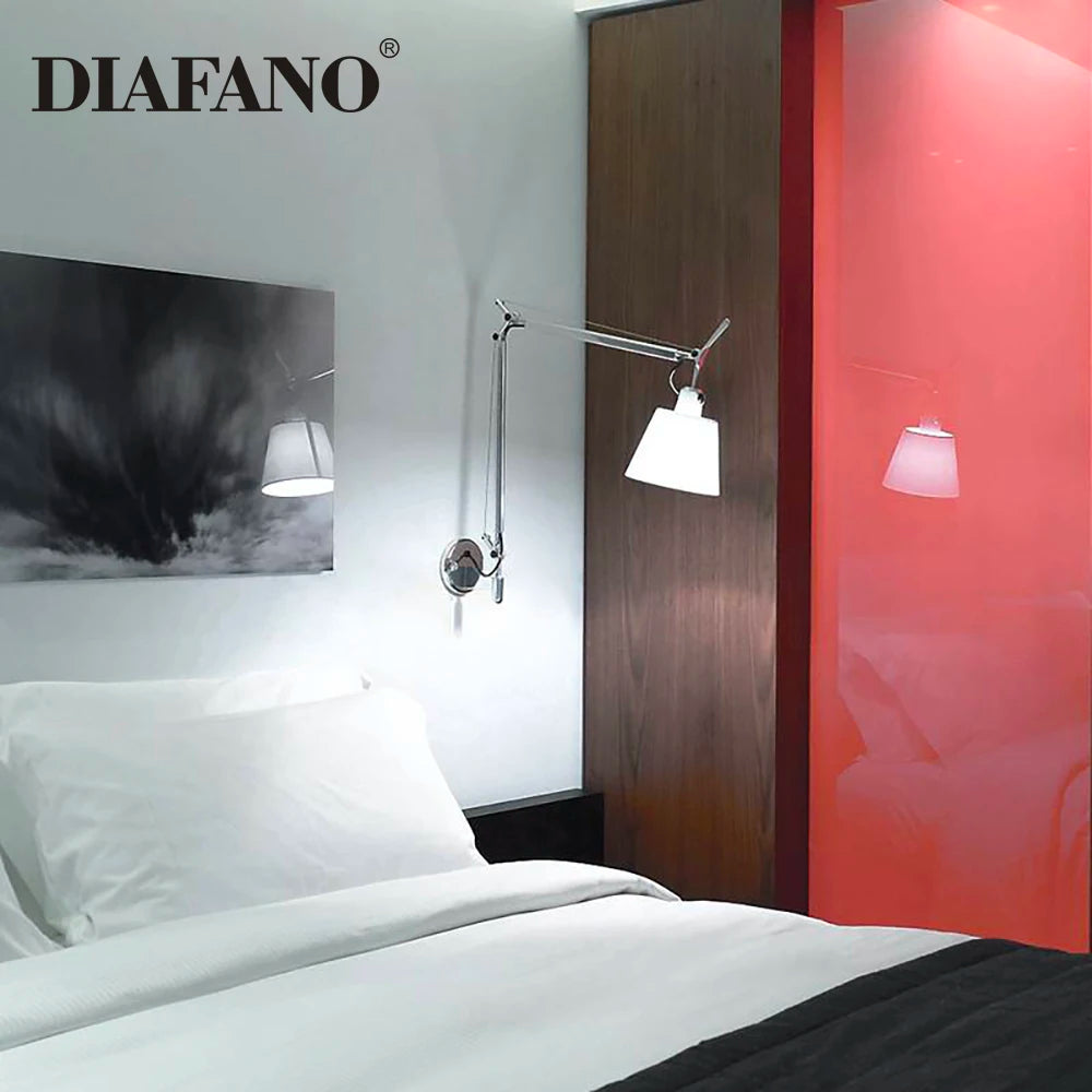 Adjustable Aluminum Wall Lamp Modern Foldable Long Swing Arm Sconce Telescopic Bedside Study Reading Light
