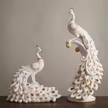 Vintage Sandstone Peacock Sculpture Tabletop Figurine for Home Decor