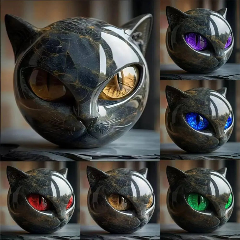 Modern Hand-Carved Resin Black Cat Sculpture Tabletop Figurine for Home Decor