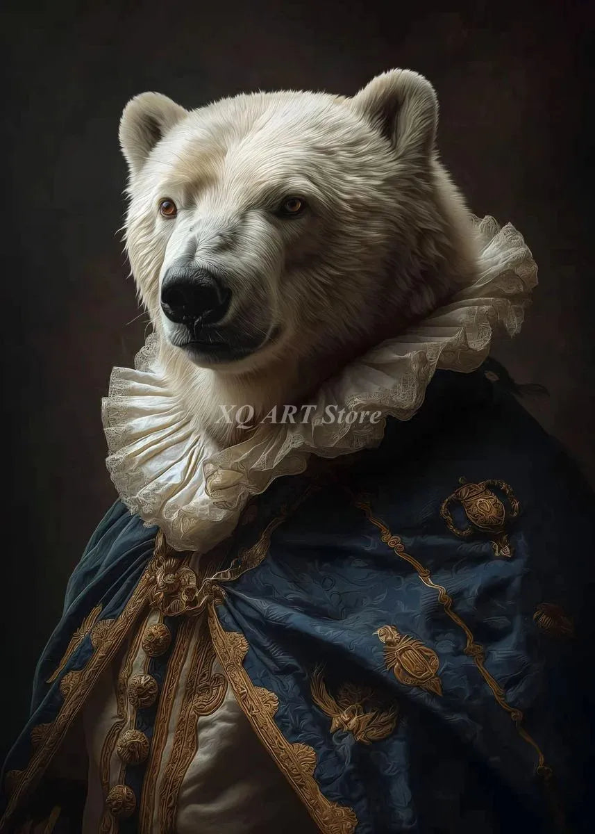 Vintage Victorian Renaissance Animal Portrait Canvas Wall Art Painting for Living Room