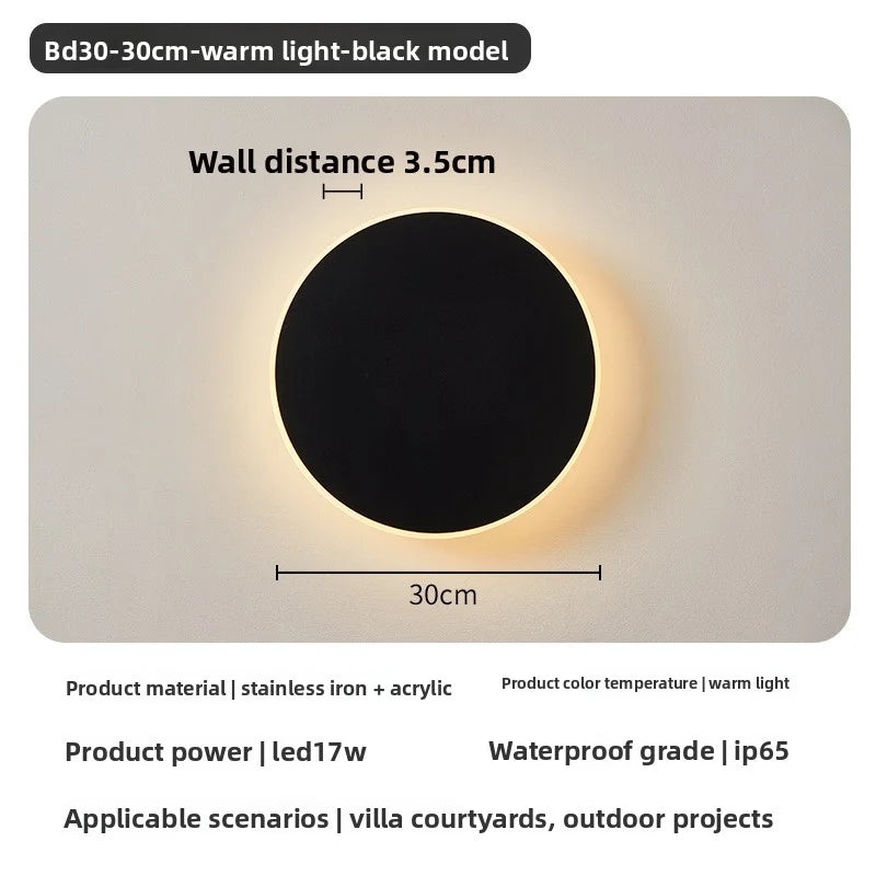 Round LED Wall Light IP65 Waterproof Outdoor Corridor Entrance Porch Bedroom Exterior Decoration Lighting