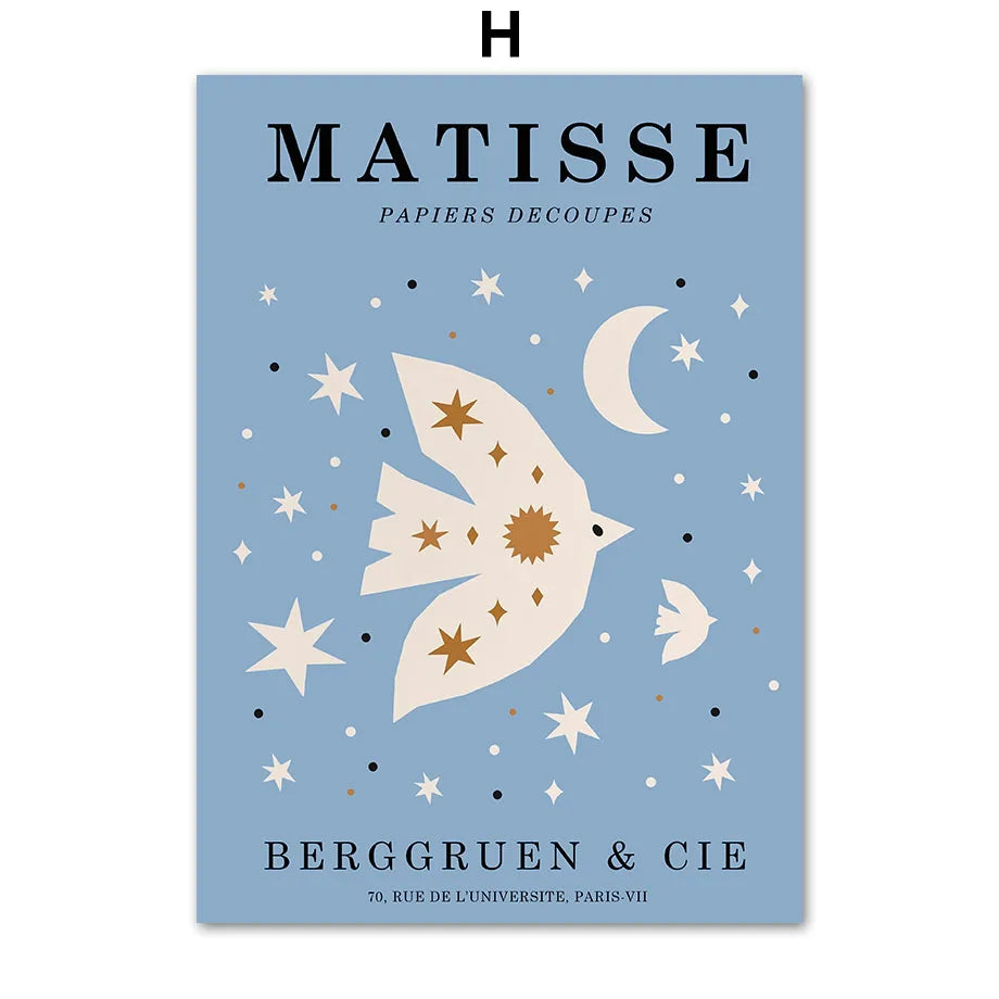 Abstract Matisse Coral Leaf Canvas Painting Poster for Home Decor
