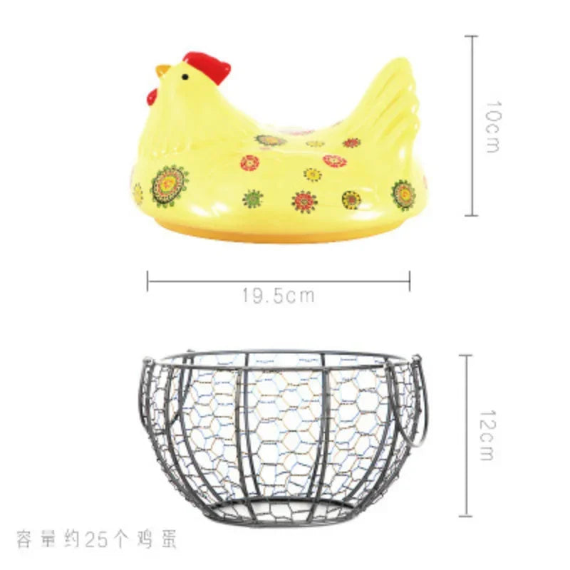 Ceramic Hen Kitchen Garlic Bread Storage Basket Container