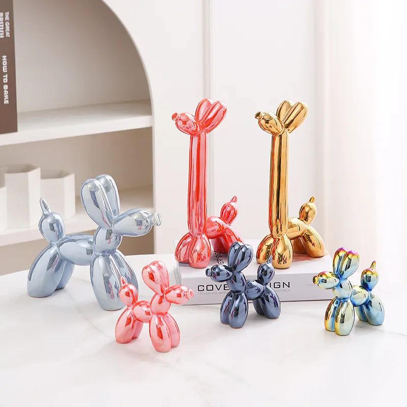 Modern Luxury Ceramic Balloon Dog Sculpture Tabletop Ornament for Home Decor