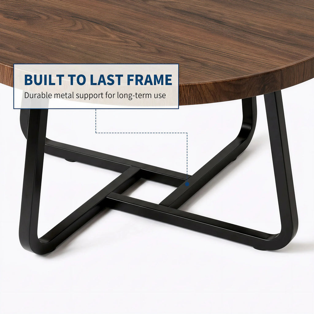 50 cm Minimalist Round Side Table Small Coffee Tea End Table with Metal Frame for Living Room Bedroom Decor
