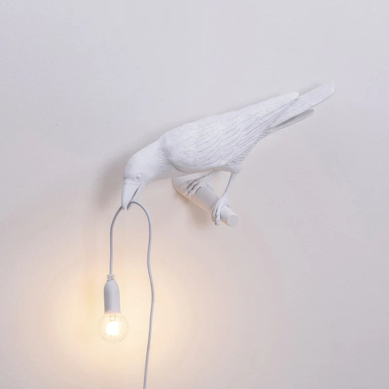 Resin Lucky Bird Crow Wall & Table Lamp Night Light Free Bulb