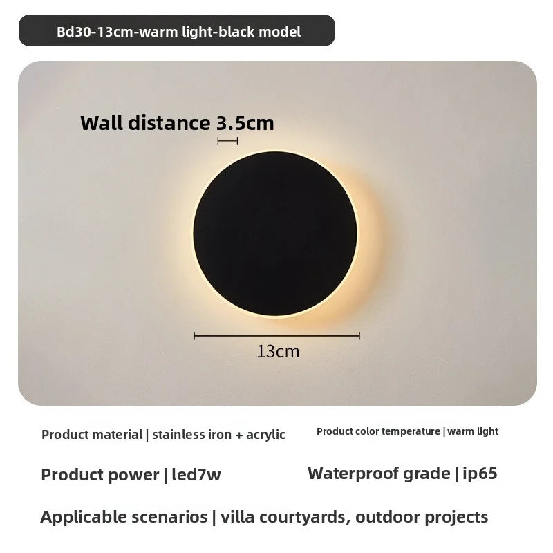 Round LED Wall Light IP65 Waterproof Outdoor Corridor Entrance Porch Bedroom Exterior Decoration Lighting