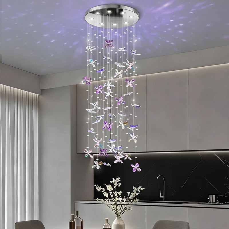 Crystal Butterfly LED Chandelier Dining Room Kitchen Island