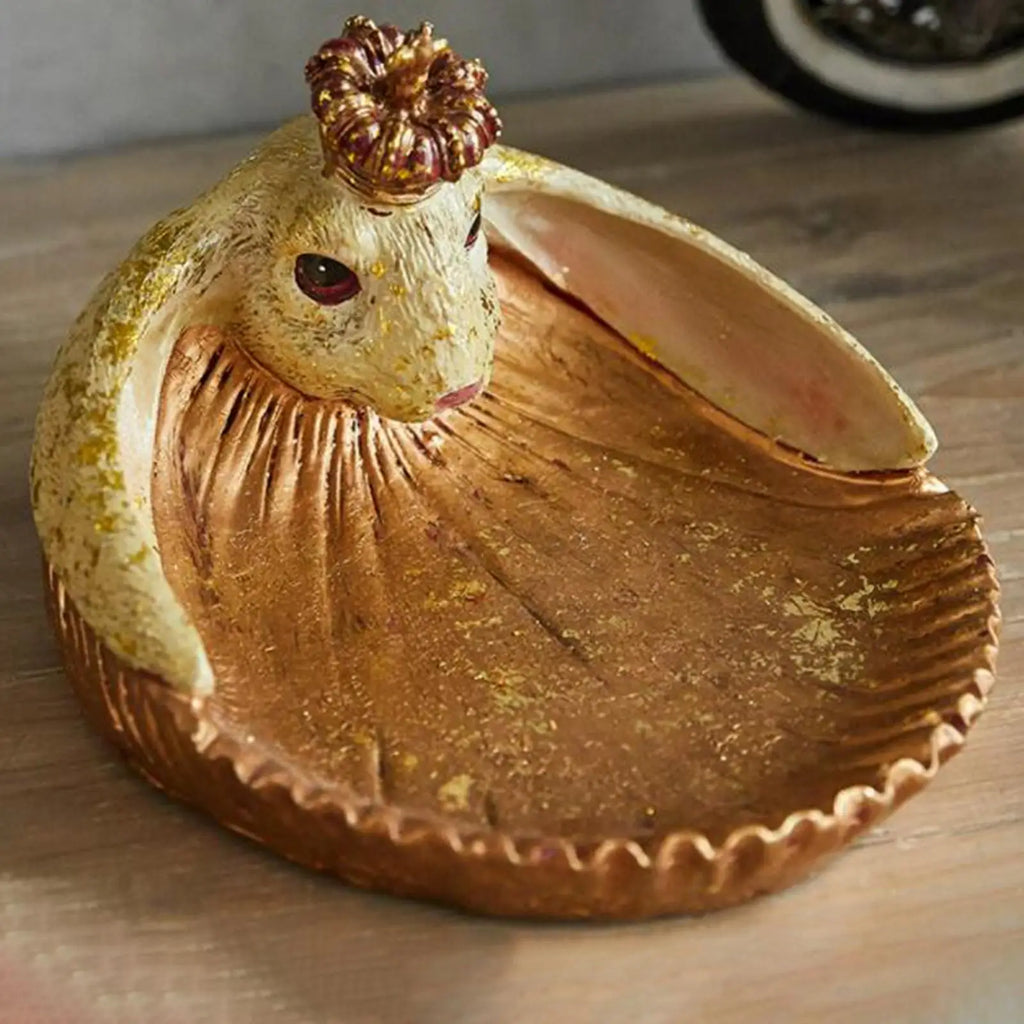 Cute Modern Bunny Resin Figurine Storage Tray Tabletop Ornament for Home Decor