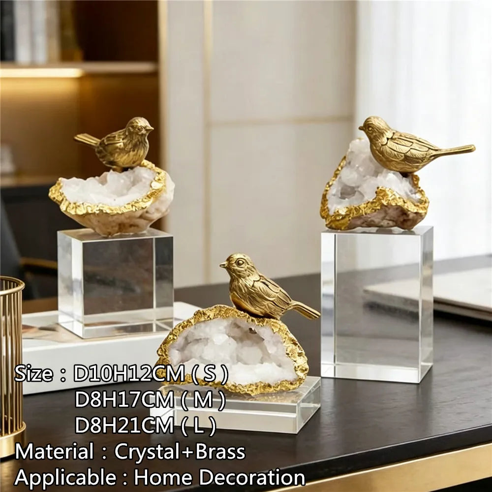 Modern Crystal Swan Sculpture Tabletop Figurine for Home Decor