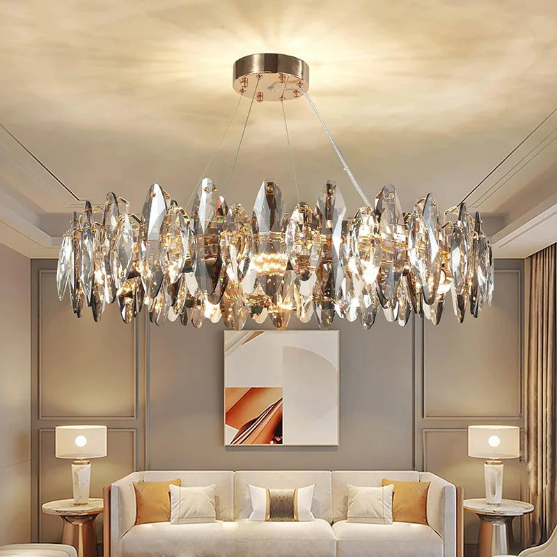 Modern Luxury Crystal Chandelier LED Pendant Light Living Room Dining Room