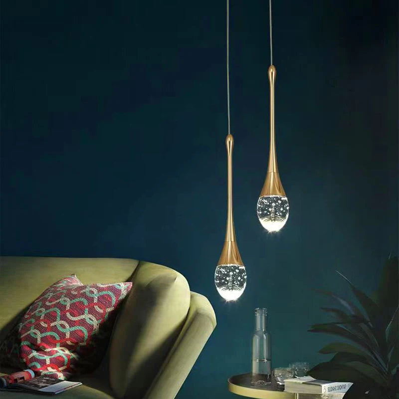 Modern LED Crystal Adjustable Pendant Light for Living Room Bedroom