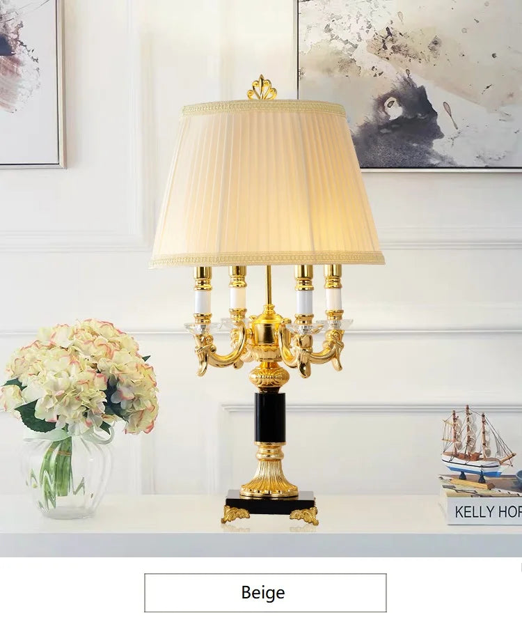 Luxury Crystal Table Lamp Modern Fabric Shade HF-WT889