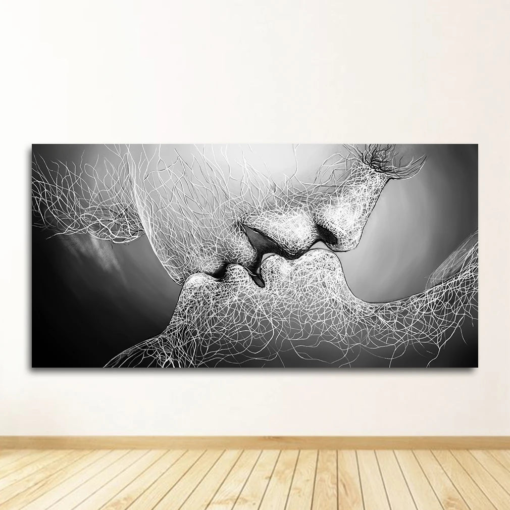 Modern Abstract Kiss Canvas Wall Art Print for Living Room