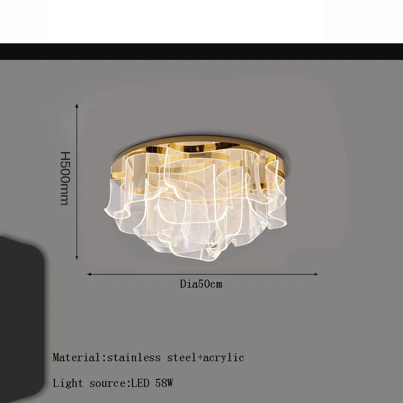 Postmodern Gold LED Ceiling Lamp for Living Room Home Decor