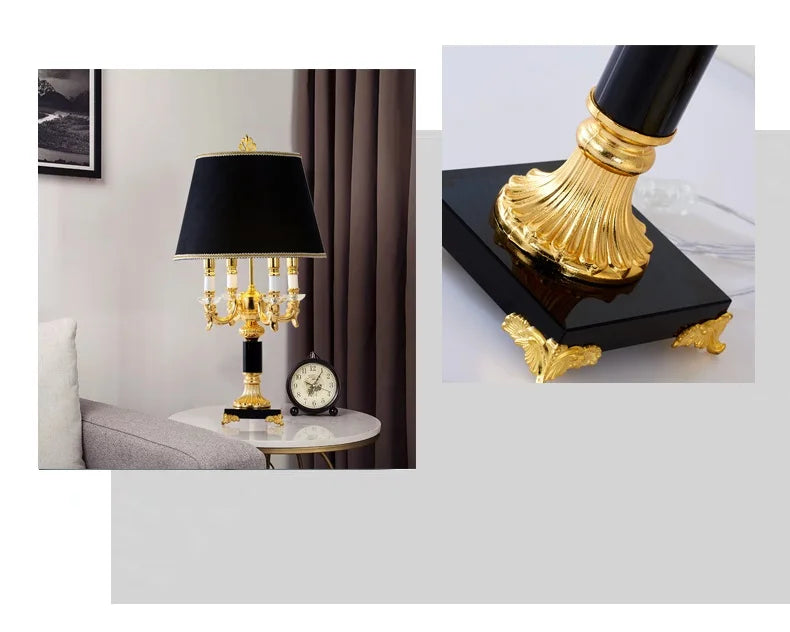 Luxury Crystal Table Lamp Modern Fabric Shade HF-WT889
